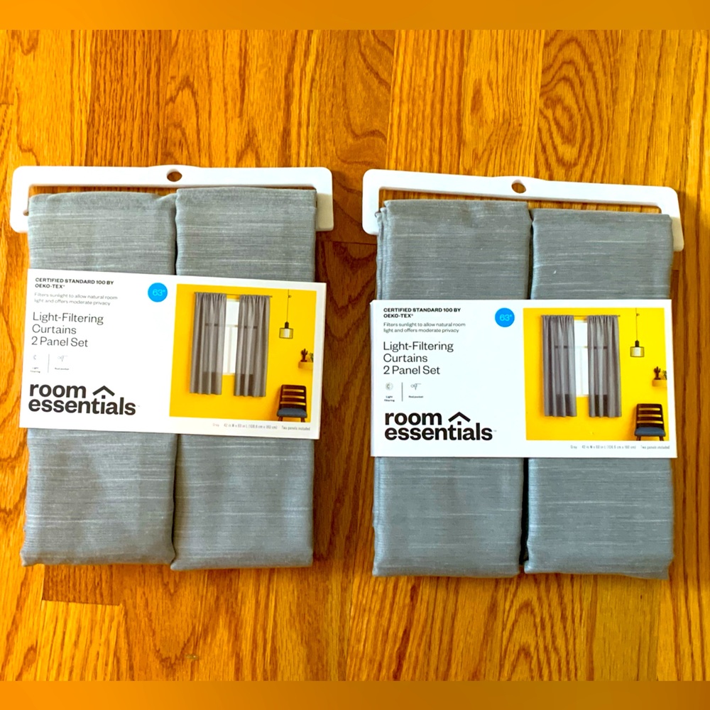 Room Essentials Light-Filtering Curtains - Cool Gray - 4 Panels